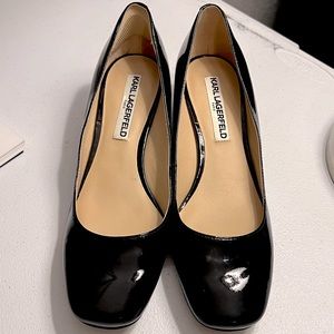 Karl Lagerfeld | Women’s Black Patent Leather Pumps | Sz 7.5 Black Leather Heels